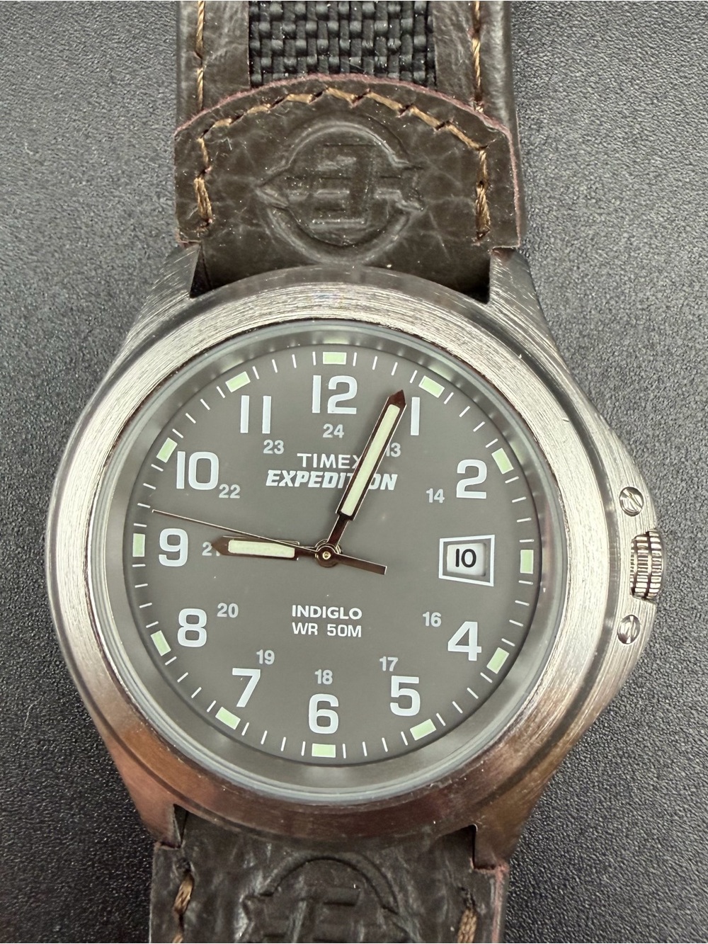 Timex Expedition Watch CR2016 cell T40091 Indiglo Leather #W05 - Picture 6 of 13